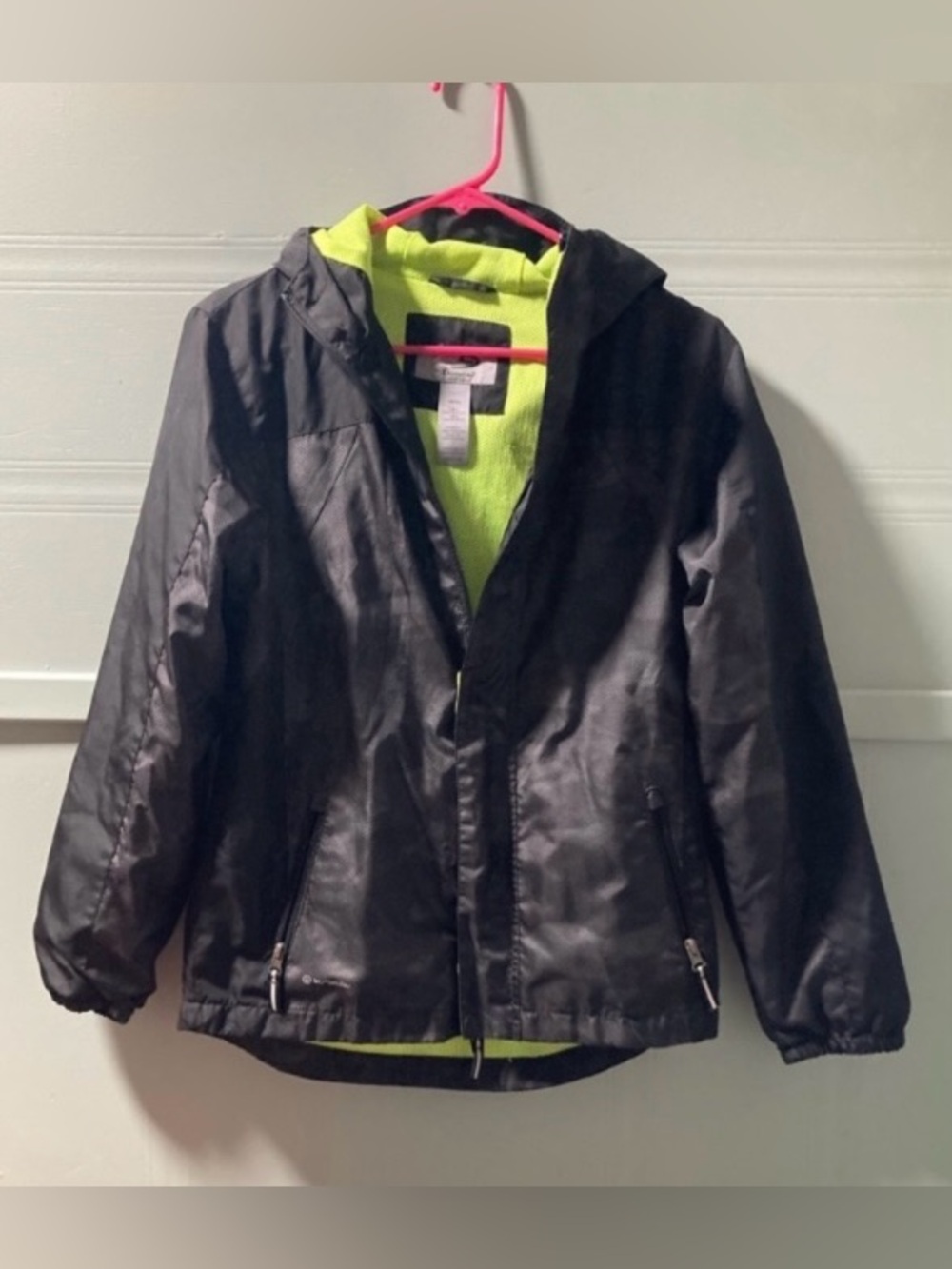 Champion Kids Black Jacket with Neon Green Lining